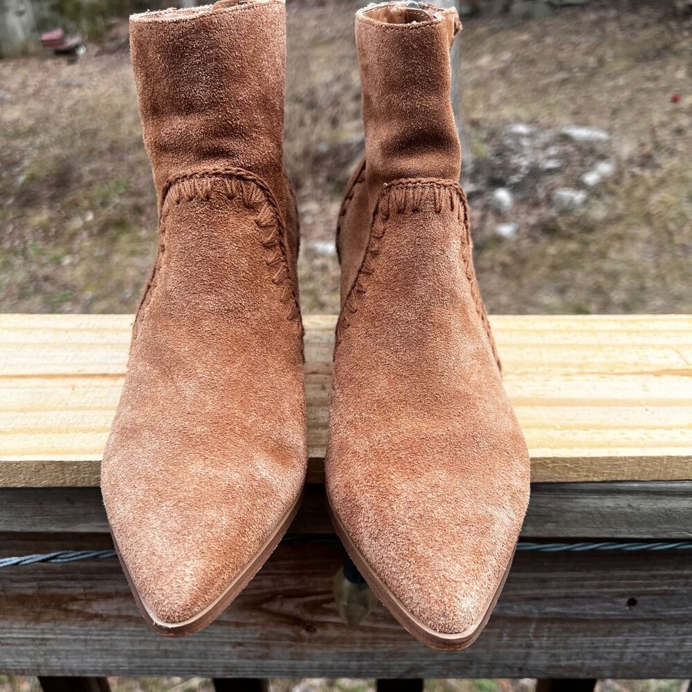 Sanctuary Refine Women's Tan Suede Leather Western Ankle Boots US Size 8.5 - Picture 3 of 16
